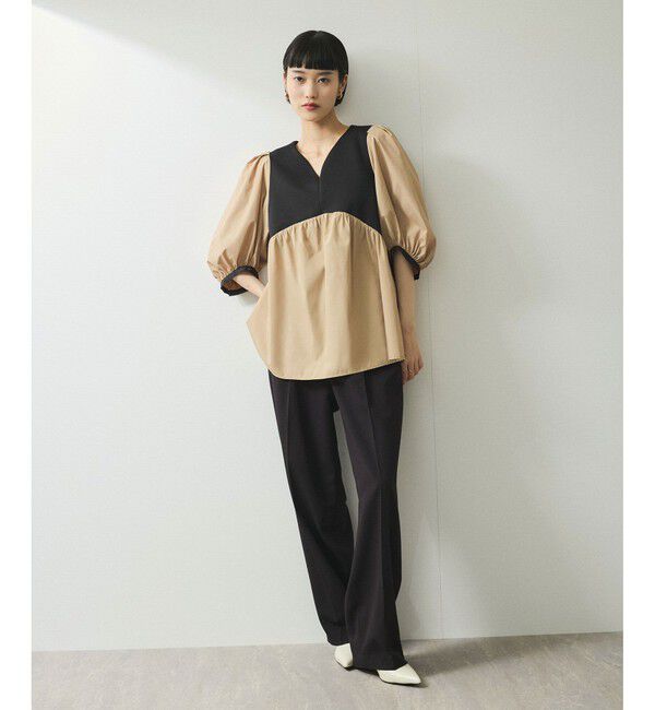 ADAM ET ROPE'「【WEB限定】・【オケージョン】ハートネックパフスリーブオケージョンブラウス」|シャツ・ブラウス|