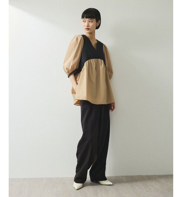 ADAM ET ROPE'「【WEB限定】・【オケージョン】ハートネックパフスリーブオケージョンブラウス」|シャツ・ブラウス|