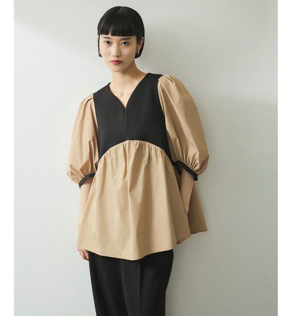 ADAM ET ROPE'「【WEB限定】・【オケージョン】ハートネックパフスリーブオケージョンブラウス」|シャツ・ブラウス|