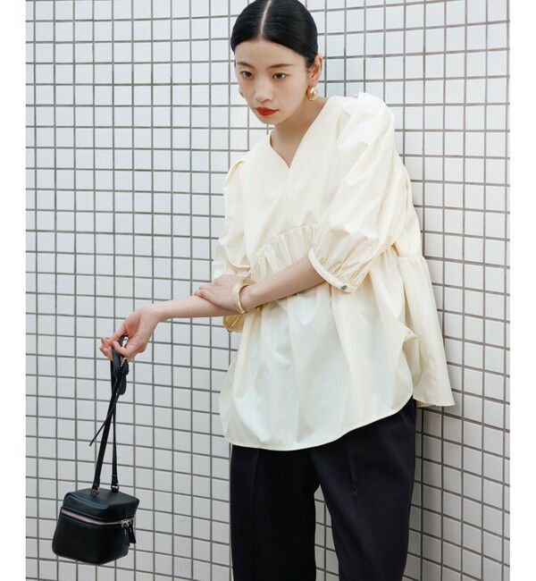 ADAM ET ROPE'「【WEB限定】・【オケージョン】ハートネックパフスリーブオケージョンブラウス」|シャツ・ブラウス|オフサブ