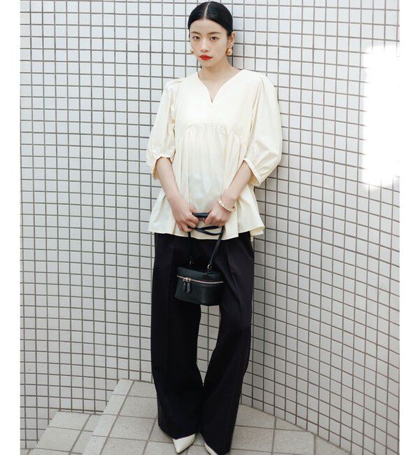 ADAM ET ROPE'「【WEB限定】・【オケージョン】ハートネックパフスリーブオケージョンブラウス」|シャツ・ブラウス|