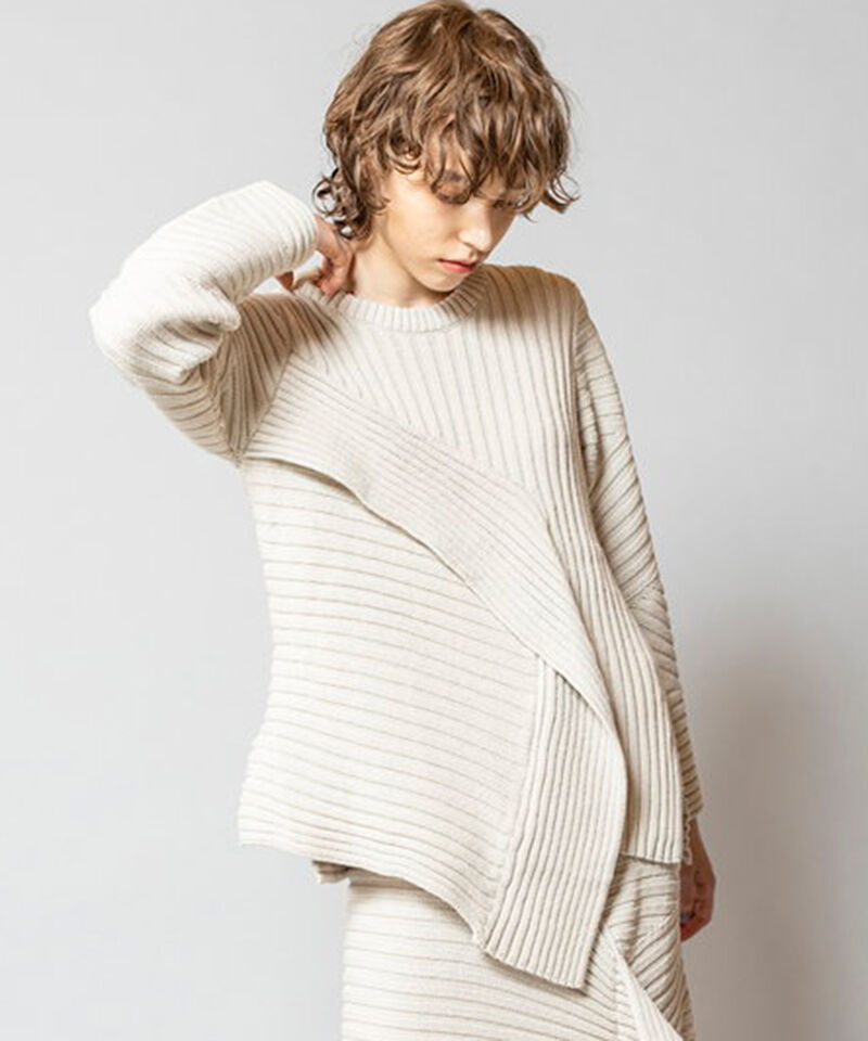  「切替リブニットプルオーバー」|ニット・セーター|IVORY