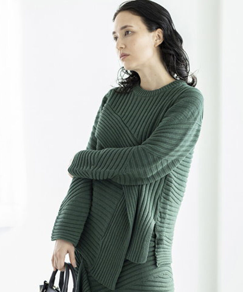  「切替リブニットプルオーバー」|ニット・セーター|GREEN