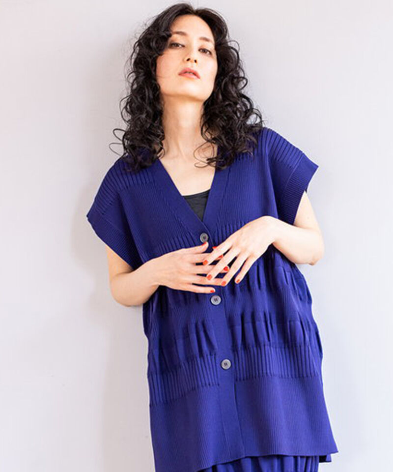  「リブニットベスト」|ニット・セーター|NAVY