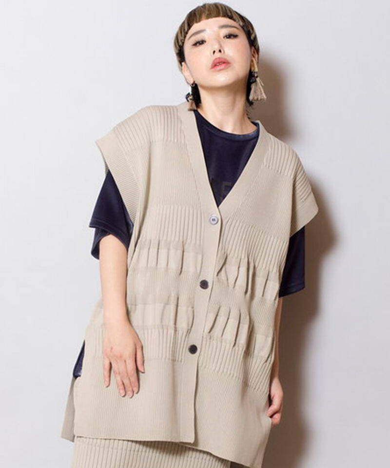  「リブニットベスト」|ニット・セーター|L .GRAY