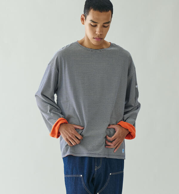 ORCIVAL「ORCIVAL | コットン天竺 ボーダーボートネックプルオーバー MEN」|Tシャツ・カットソー|