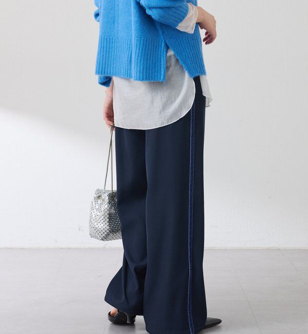  「サイドベロア裾ドロストパンツ」|チノ|