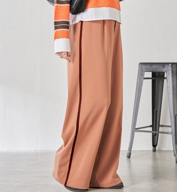  「サイドベロア裾ドロストパンツ」|チノ|