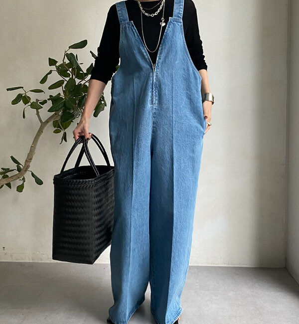  「デニムフロントジップサロペット」|ワンピース|