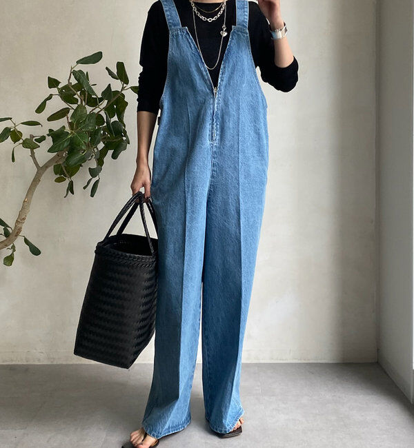  「デニムフロントジップサロペット」|ワンピース|