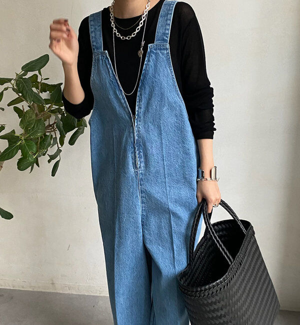  「デニムフロントジップサロペット」|ワンピース|
