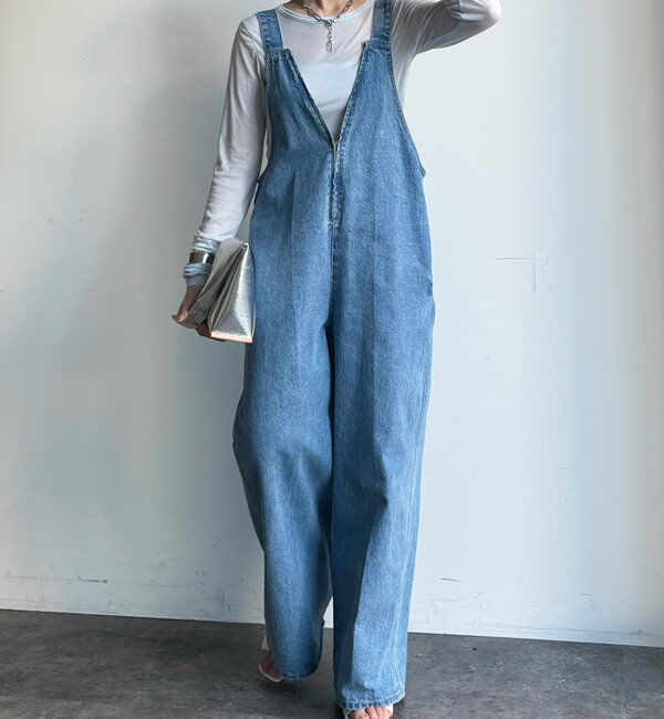  「デニムフロントジップサロペット」|ワンピース|