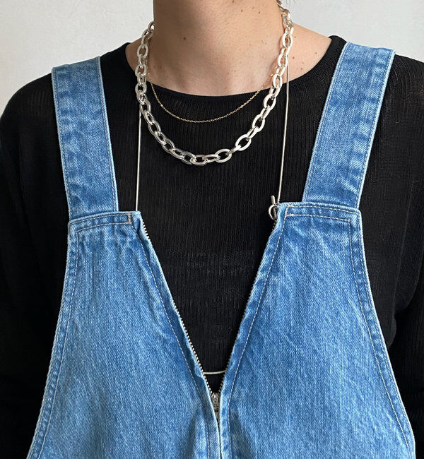  「デニムフロントジップサロペット」|ワンピース|