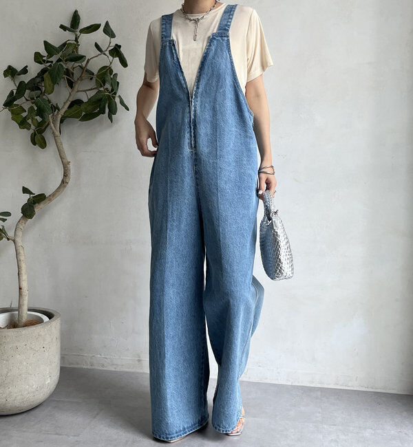  「デニムフロントジップサロペット」|ワンピース|