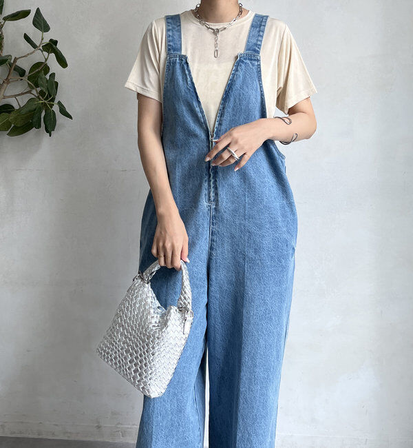  「デニムフロントジップサロペット」|ワンピース|