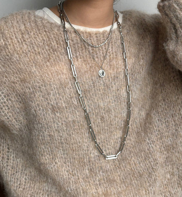  「ラインストーンコイン2連ネックレス」|ネックレス|