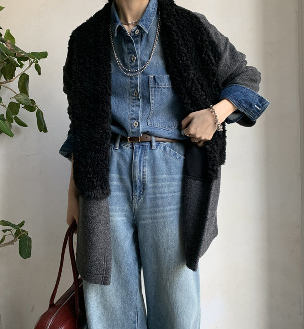  「ファー切替イタリアンエアリーハーフコート」|その他|