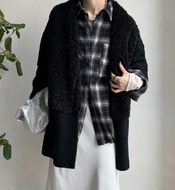  「ファー切替イタリアンエアリーハーフコート」|その他|