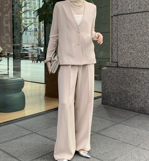  「【オケージョン対応】【WEB限定】Vネックバックペプラムジレ」|ベスト・ジレ|