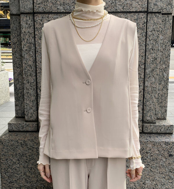  「【オケージョン対応】【WEB限定】Vネックバックペプラムジレ」|ベスト・ジレ|