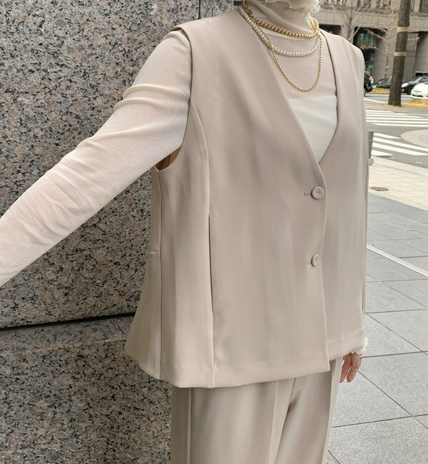  「【オケージョン対応】【WEB限定】Vネックバックペプラムジレ」|ベスト・ジレ|