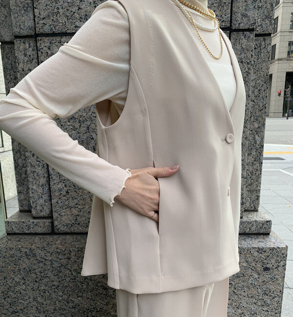  「【オケージョン対応】【WEB限定】Vネックバックペプラムジレ」|ベスト・ジレ|