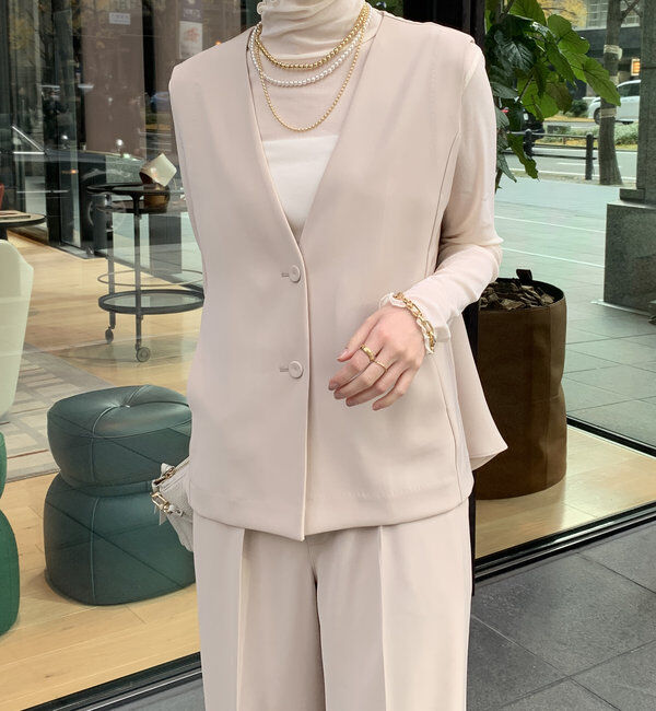  「【オケージョン対応】【WEB限定】Vネックバックペプラムジレ」|ベスト・ジレ|