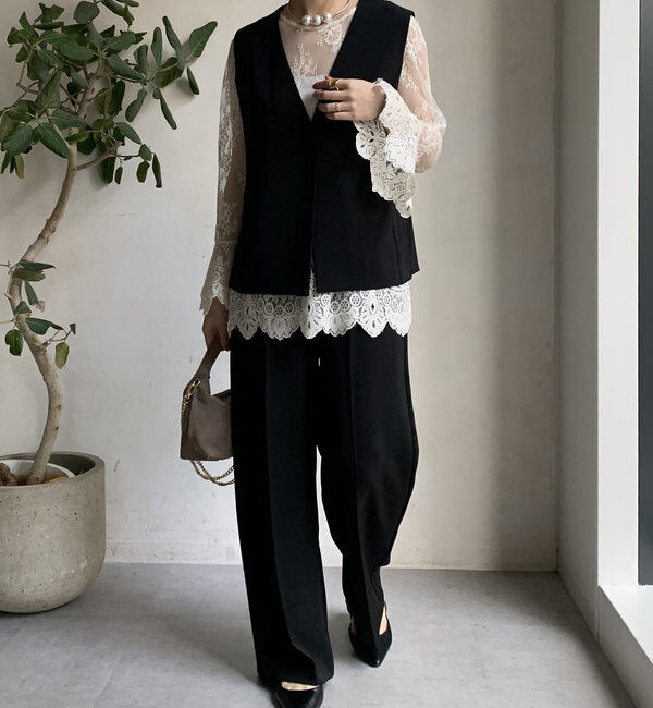  「【オケージョン対応】【WEB限定】Vネックバックペプラムジレ」|ベスト・ジレ|