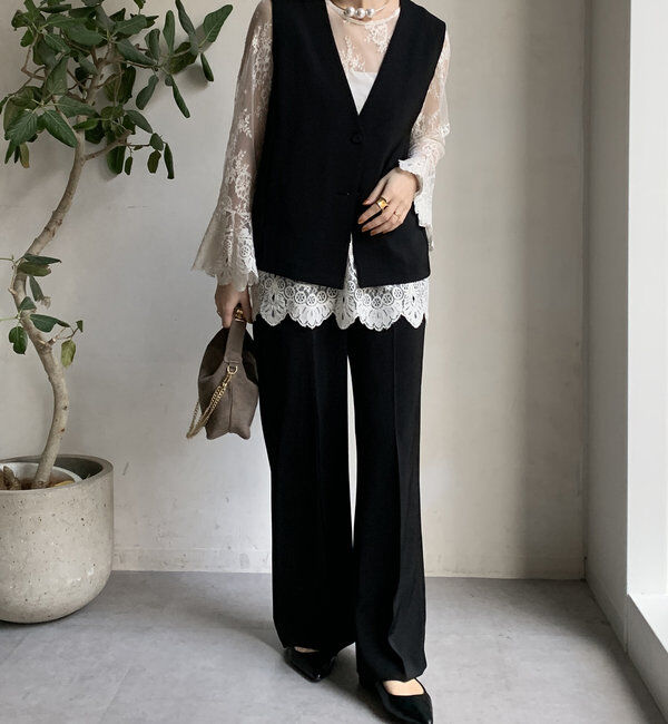  「【オケージョン対応】【WEB限定】Vネックバックペプラムジレ」|ベスト・ジレ|