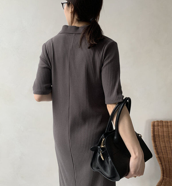  「【WEB限定】襟付リブワンピース」|ワンピース|