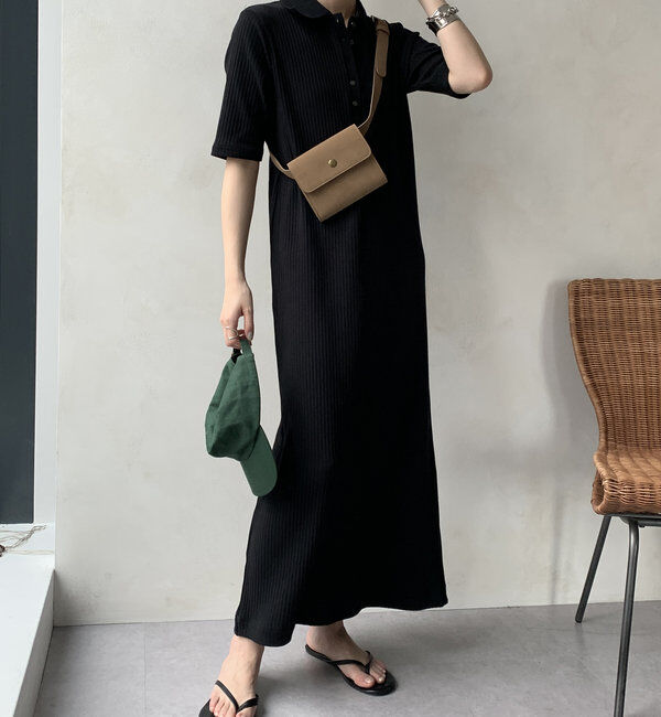  「【WEB限定】襟付リブワンピース」|ワンピース|