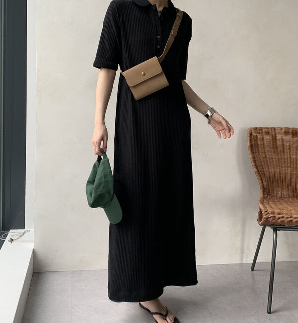  「【WEB限定】襟付リブワンピース」|ワンピース|