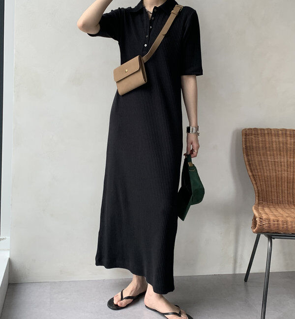  「【WEB限定】襟付リブワンピース」|ワンピース|