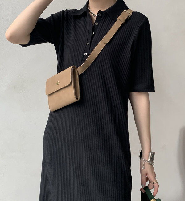  「【WEB限定】襟付リブワンピース」|ワンピース|