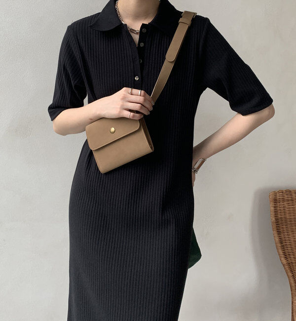  「【WEB限定】襟付リブワンピース」|ワンピース|