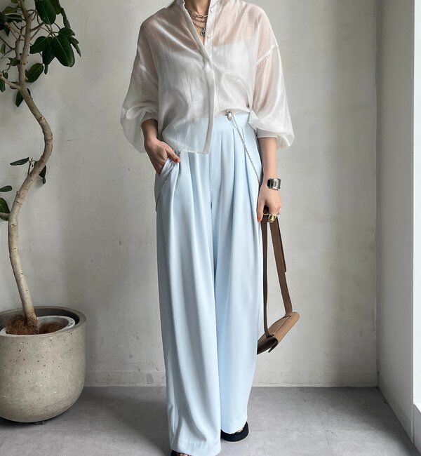  「【WEB限定】バックフリル異素材切替シャツ」|シャツ・ブラウス|