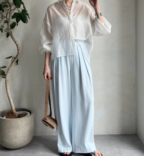  「【WEB限定】バックフリル異素材切替シャツ」|シャツ・ブラウス|