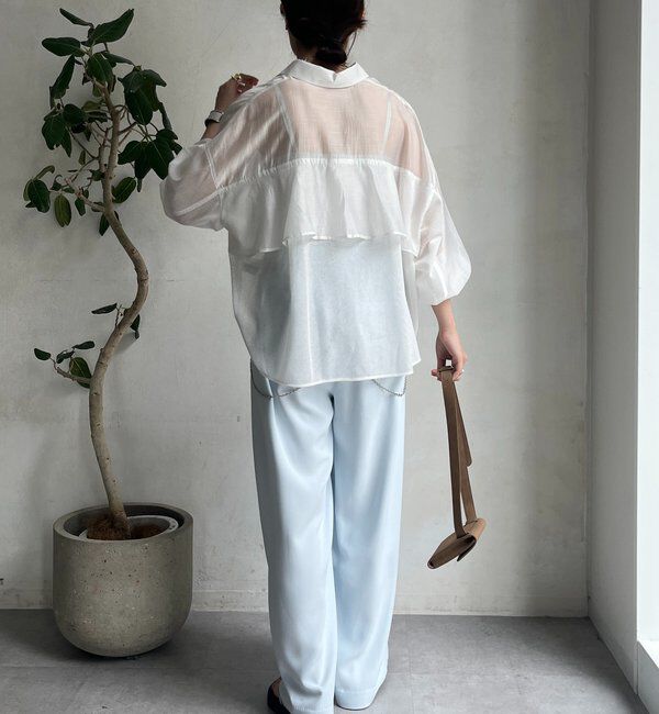  「【WEB限定】バックフリル異素材切替シャツ」|シャツ・ブラウス|