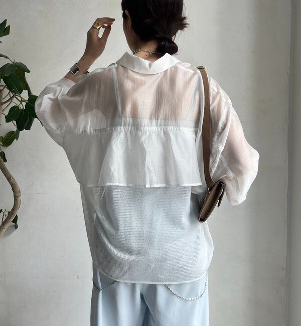  「【WEB限定】バックフリル異素材切替シャツ」|シャツ・ブラウス|