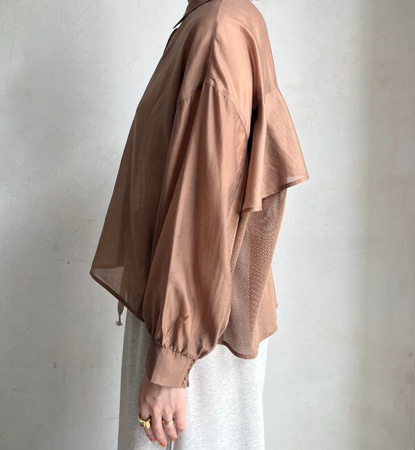  「【WEB限定】バックフリル異素材切替シャツ」|シャツ・ブラウス|