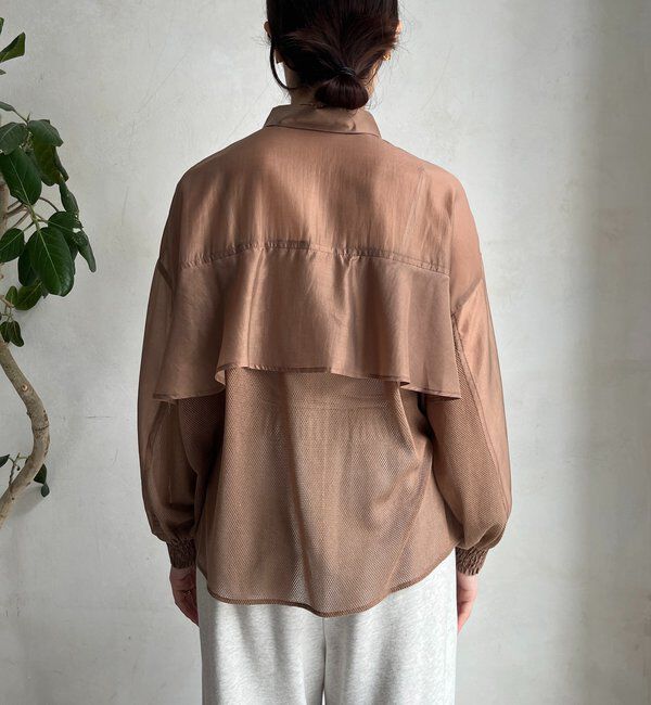  「【WEB限定】バックフリル異素材切替シャツ」|シャツ・ブラウス|