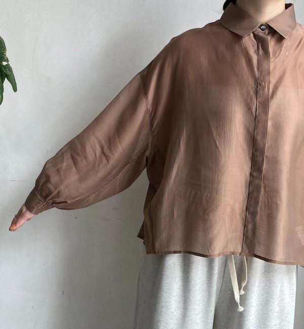  「【WEB限定】バックフリル異素材切替シャツ」|シャツ・ブラウス|