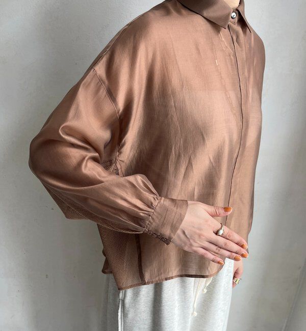  「【WEB限定】バックフリル異素材切替シャツ」|シャツ・ブラウス|