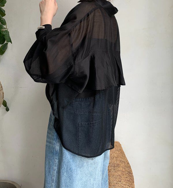  「【WEB限定】バックフリル異素材切替シャツ」|シャツ・ブラウス|