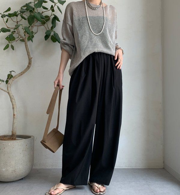  「【WEB限定】接触冷感デサインタックパンツ」|チノ|