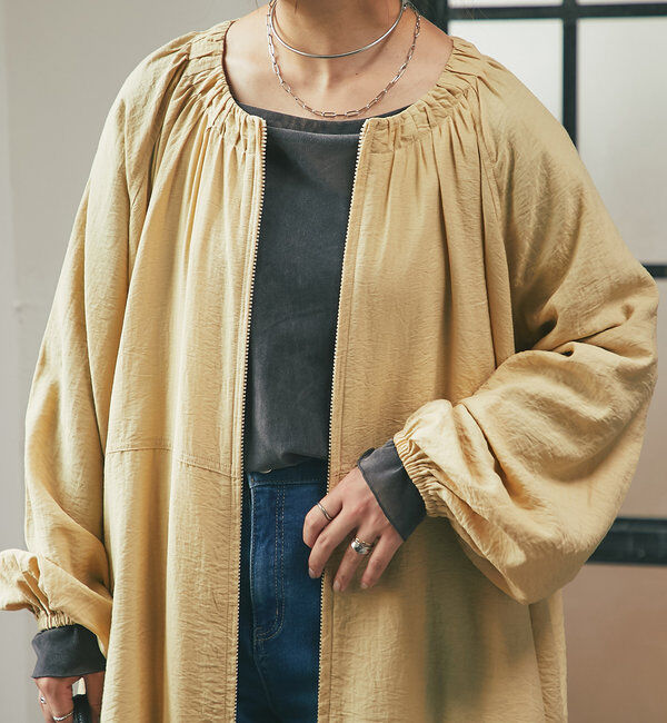  「《さっと羽織れる軽量アウター》麻調シアーロングブルゾン」|その他|