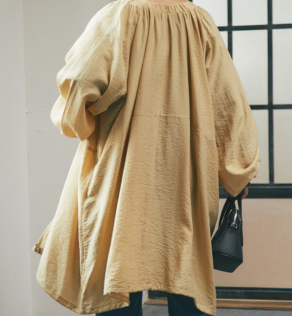  「《さっと羽織れる軽量アウター》麻調シアーロングブルゾン」|その他|