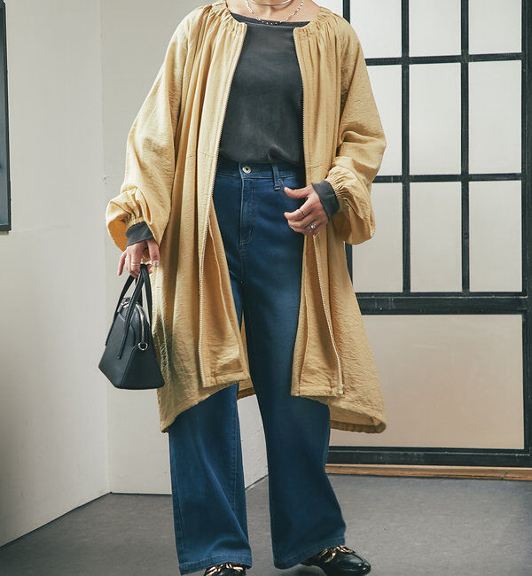  「《さっと羽織れる軽量アウター》麻調シアーロングブルゾン」|その他|