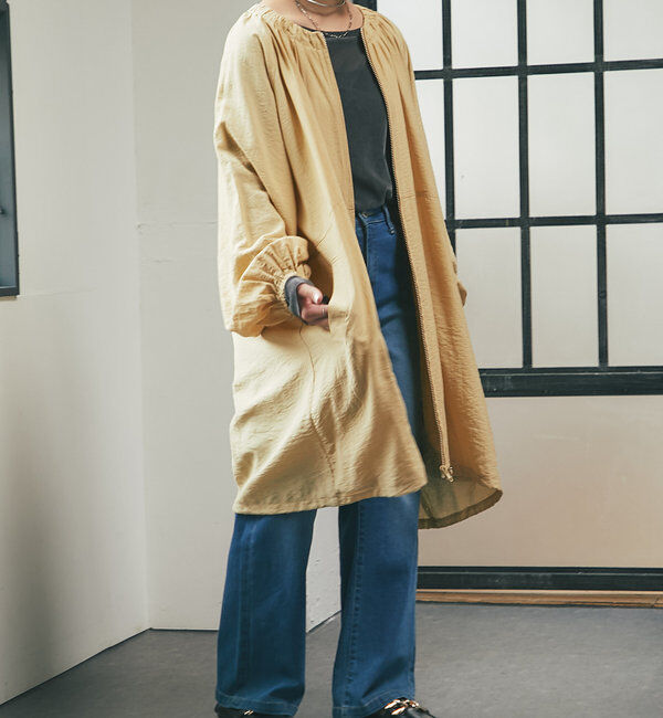  「《さっと羽織れる軽量アウター》麻調シアーロングブルゾン」|その他|