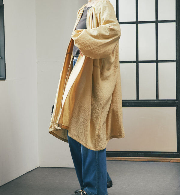  「《さっと羽織れる軽量アウター》麻調シアーロングブルゾン」|その他|